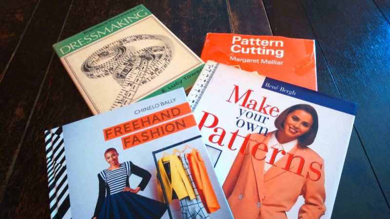Is It Worth Making Your Own Sewing Patterns: Image of a selection of pattern cutting guide books (recent and vintage)