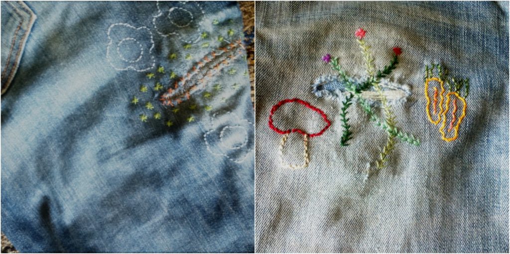 Work, Waste and Consumerism: creative, viisble mending on jeans
