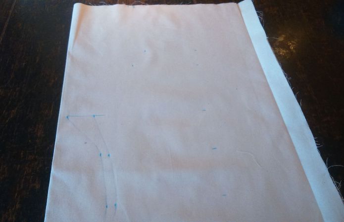 Freehand Pattern Drafting: Image of fabric marked up using freehand pattern drafting