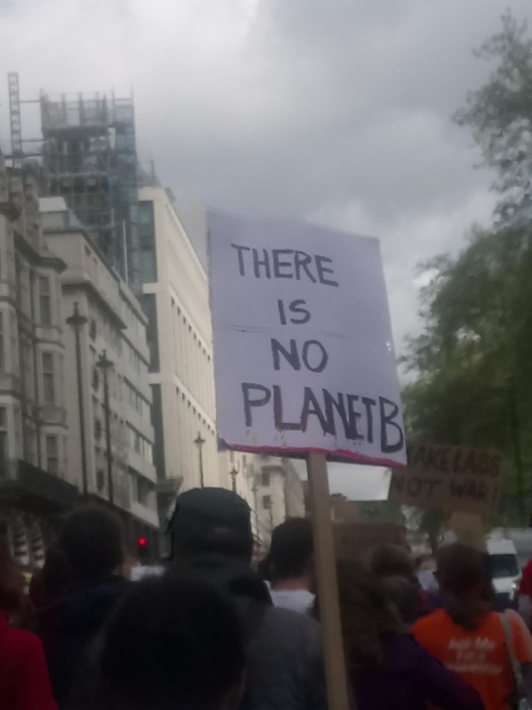 Plaquard saying 'There is no Planet B' at the Science March in March 2018 to illustrate Craftivism: Activism