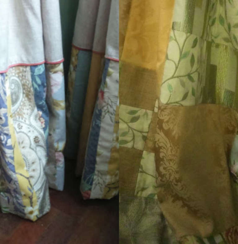 Remnants and scraps - two designs of curtains made from fabric remnants