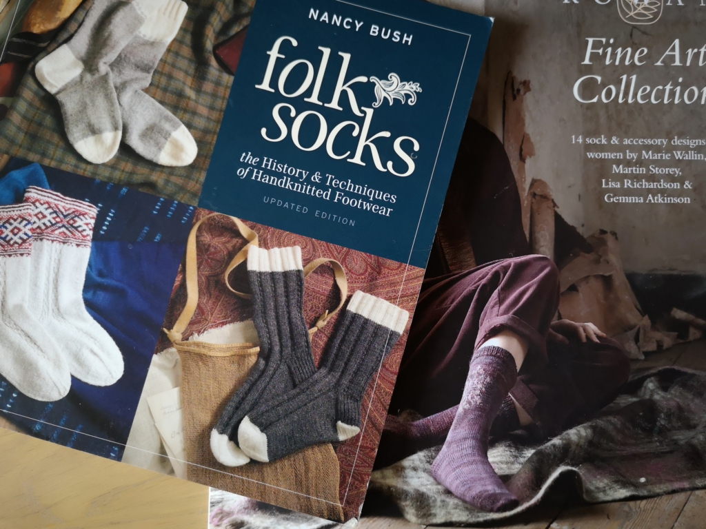 No Nylon Socks - book: Folk Socks: the History & Techniques of Handknitted Footwear by Nancy Bush, and Rowan Fine Art Collection: 14 sock & accessory designsng pattern book