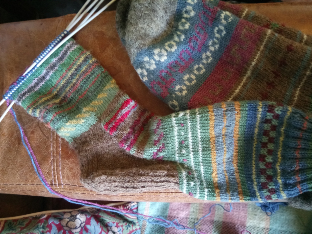 Image of fair isle socks made from yarn scraps